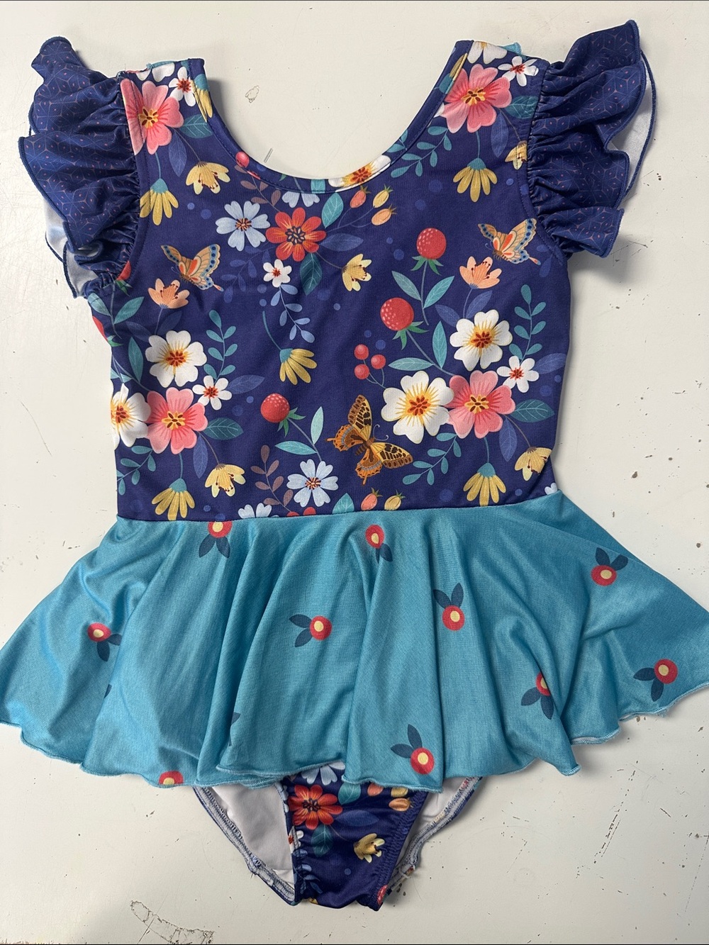 Leo Luvs Ballet Dance Gymnastics Leotard Navy Floral 6